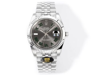 Rolex Datejust 3235 Movement 41mm 904L Steel Grey Face Romans Jubilee Band Watch